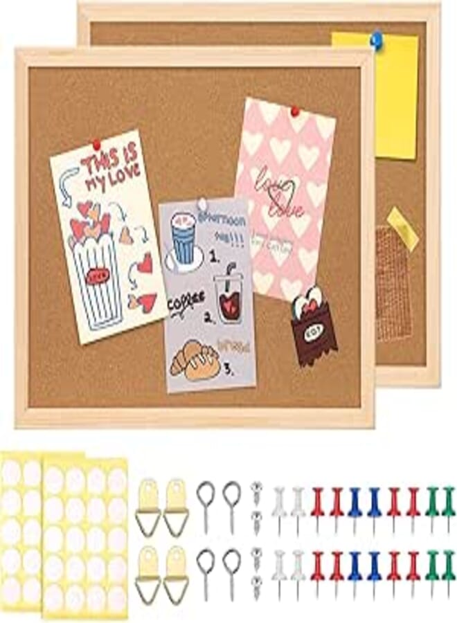2 Pcs Cork Board, 11.8''x15.7'' Bulletin Board, Wooden Framed Corkboards for Wall, Small Cork Board, Vision Board Supplies, Prayer Board, Picture Board for Photos, Office, Home Decor, School